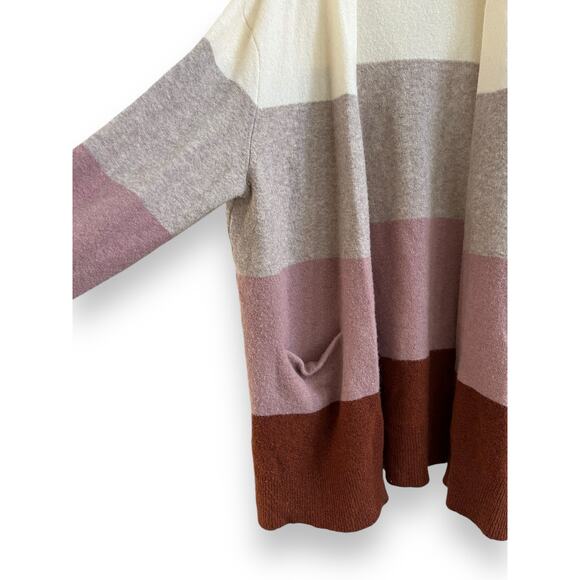 Madewell Wool Alpaca Color Block Cardigan Mauve Ivory size XL - Picture 5 of 11